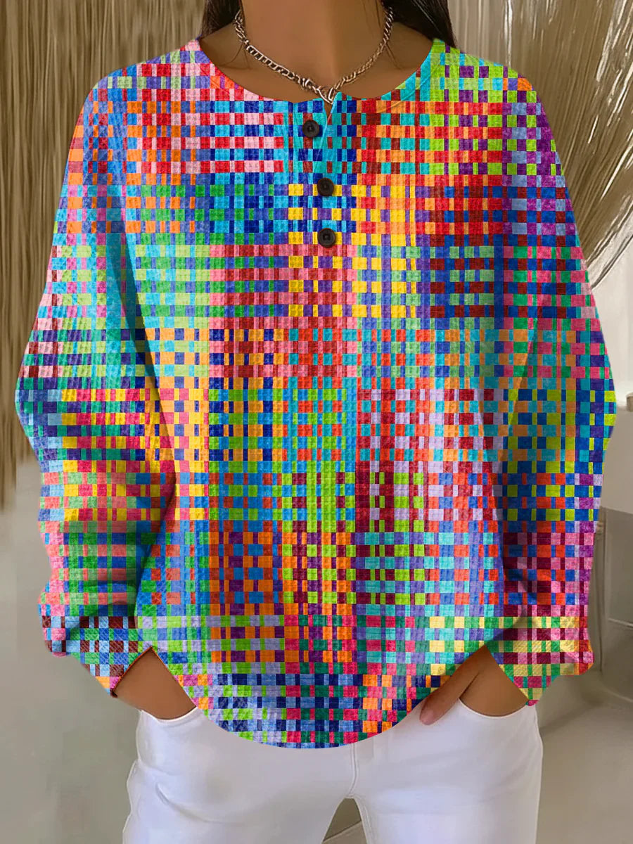 Wioletta | Tęczowy Mozaikowy Sweter