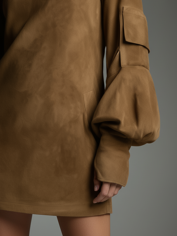 Karen | Zamszowa Sukienka Mini z Golfem