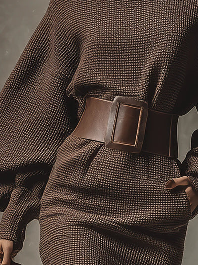 Jaymie | Dzianinowa Mini Sukienka z Paskiem