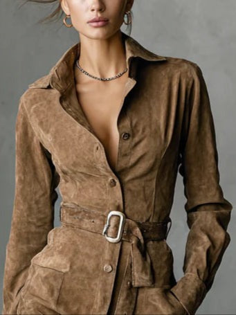 Bethany | Sukienka z Zamszu o Średniej Długości