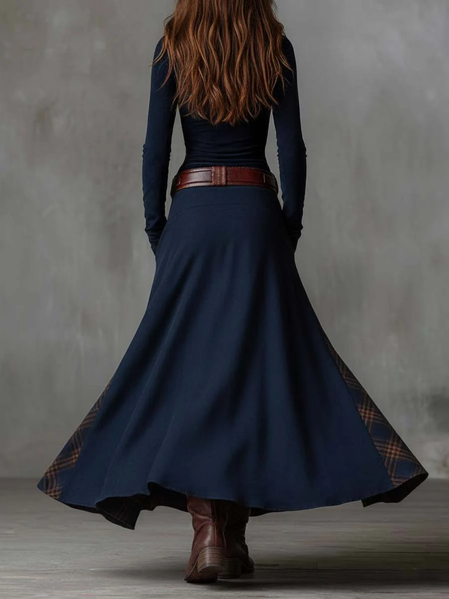 Michelle | Vintage Suede Maxi Dress (With Belt)