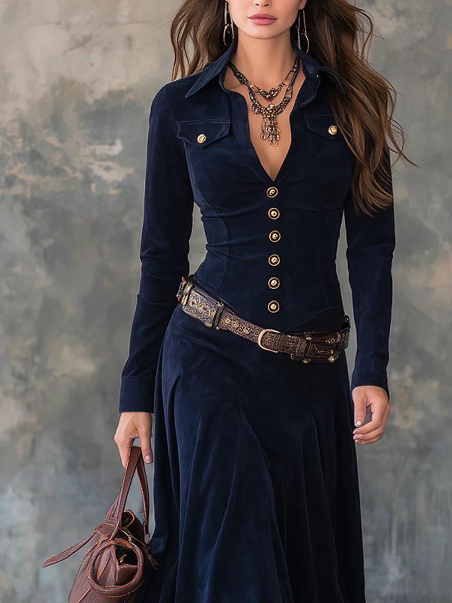 Kimberly | Sukienka Maxi z Zamszu (Z Pasekiem)